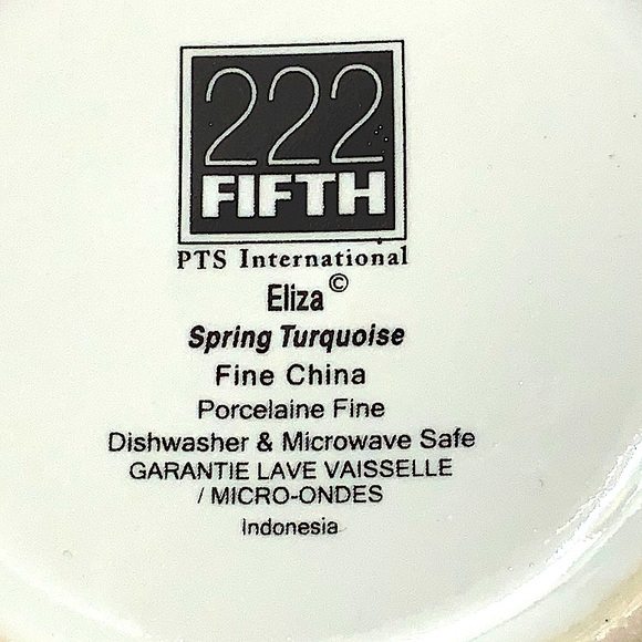 222 FIFTH ELIZA SPRING TURQUOISE LATTE MUG 16 oz NEW PORCELAIN - Picture 9 of 9